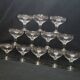 12 old champagne glasses in blown and engraved glass
