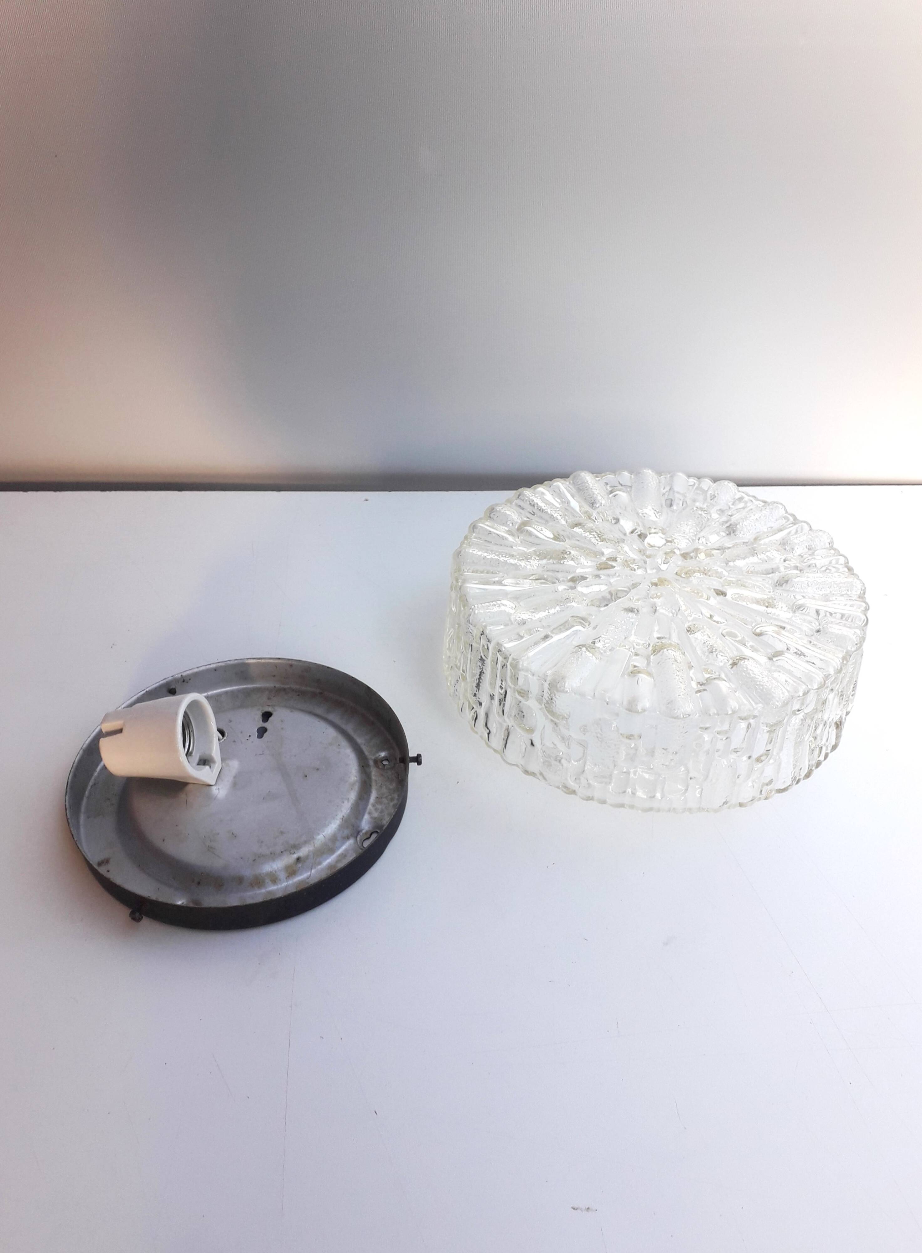 Old ceiling light / wall light - molded glass - 1970