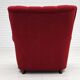 Années 1960, fauteuil relax danois, état d'origine, coton/laine rouge, bois de chêne.