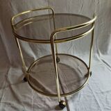 Vintage serving trolley with smoked glass from the 1970s
