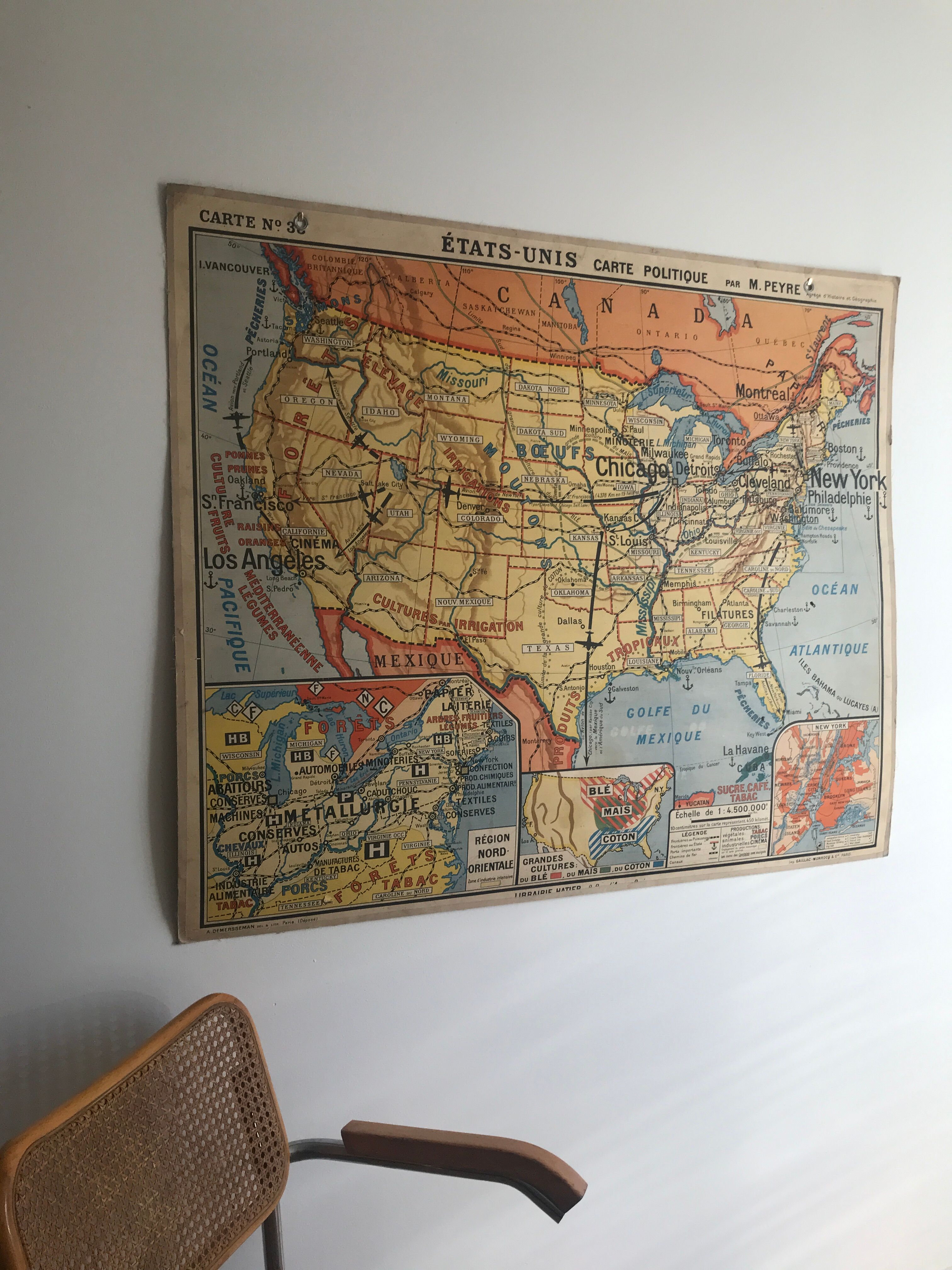 Vintage school map United States N°33 Editions Hatier by M.Peyre