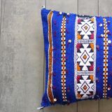 Moroccan kilim cushion blue