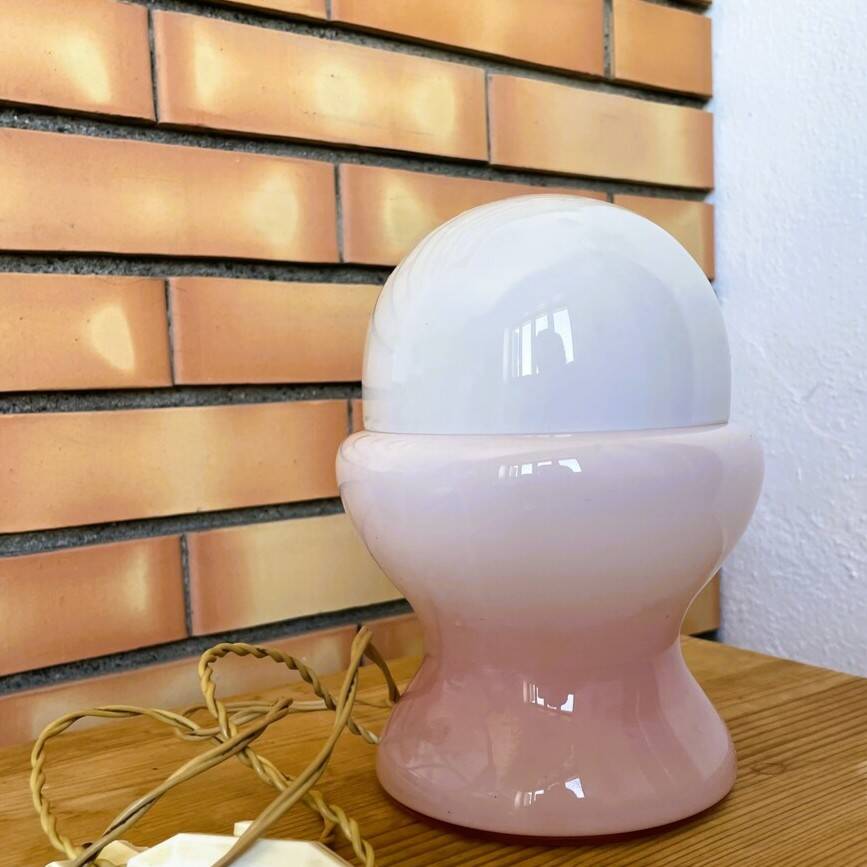 Space Age pink opaline glass table lamp