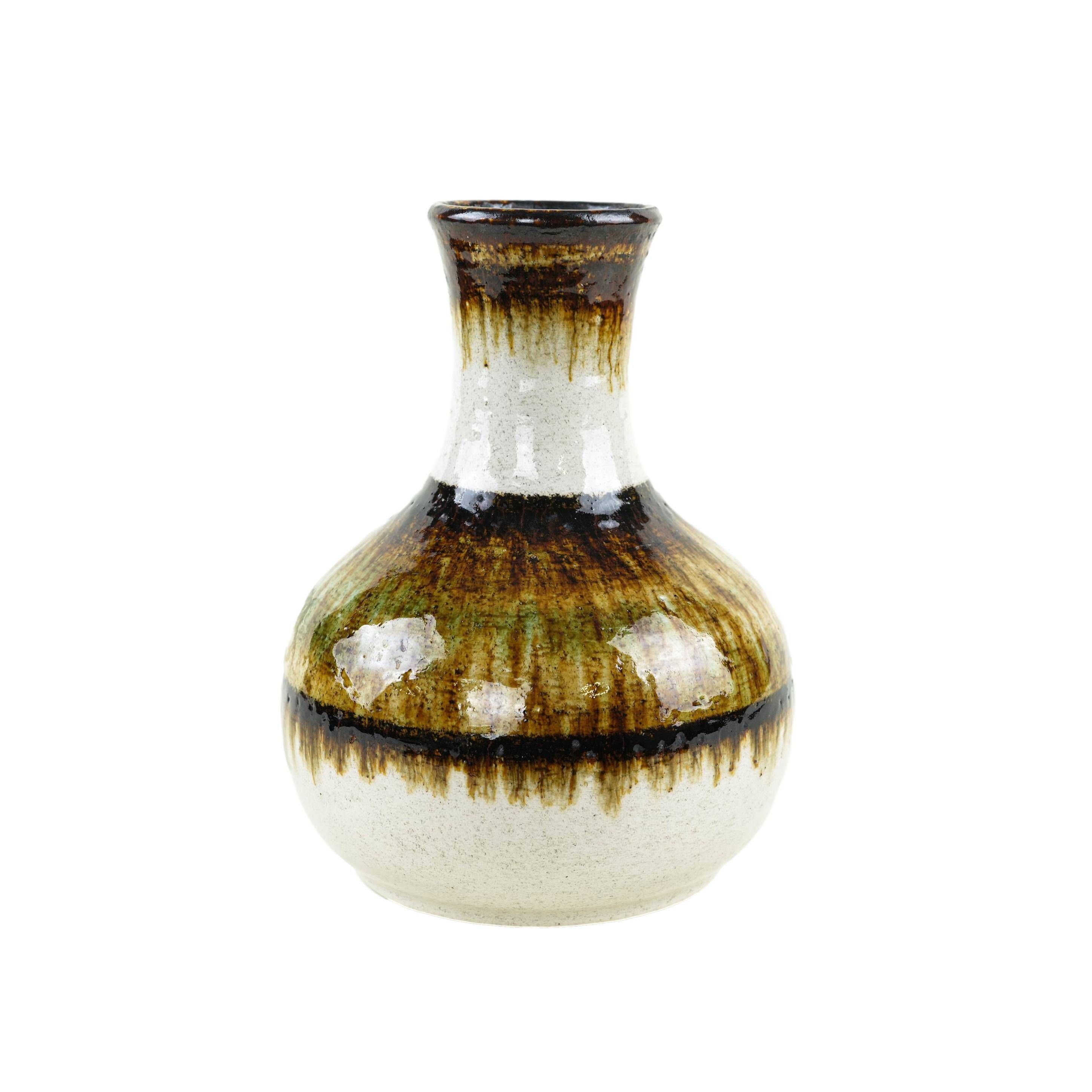 Ceramic vase with drip glaze, German pottery from the 1970s