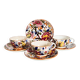 Cups (3) and saucers (6) for coffee in Gien earthenware, "Peonies" pattern.