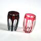 SAINT-LOUIS set of 2 crystal double overlay red engraved shooter glasses