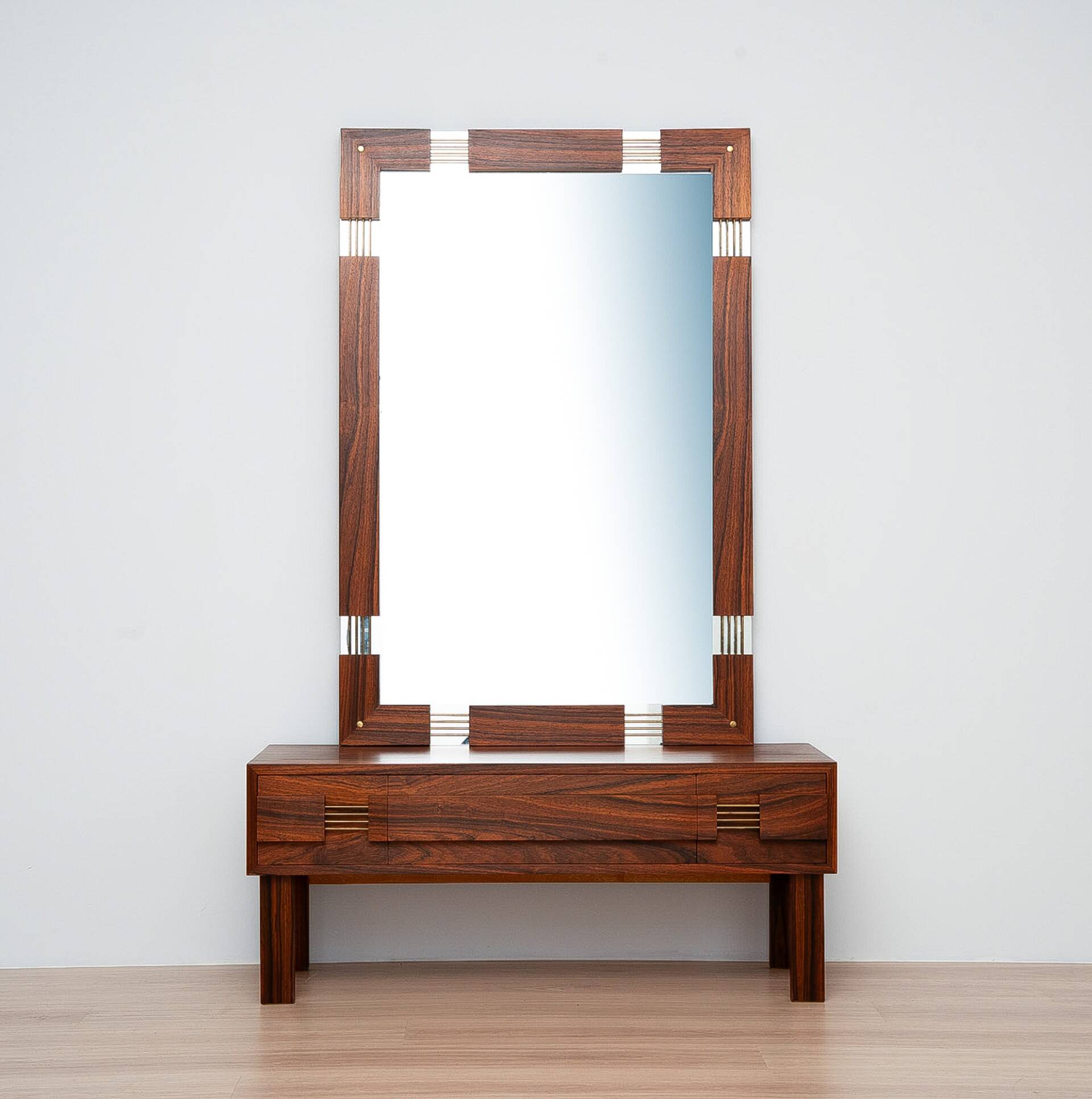 Miroir suédois du milieu du siècle avec console de coiffeuse – Ateljé Glas & Trä