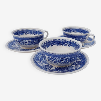 3 coffee cups with saucer Villeroy & Boch model Burgenland blue diameter 9.5 cm