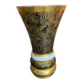 Vase ancien verrerie de monaco verre polychrome noir + doré vintage