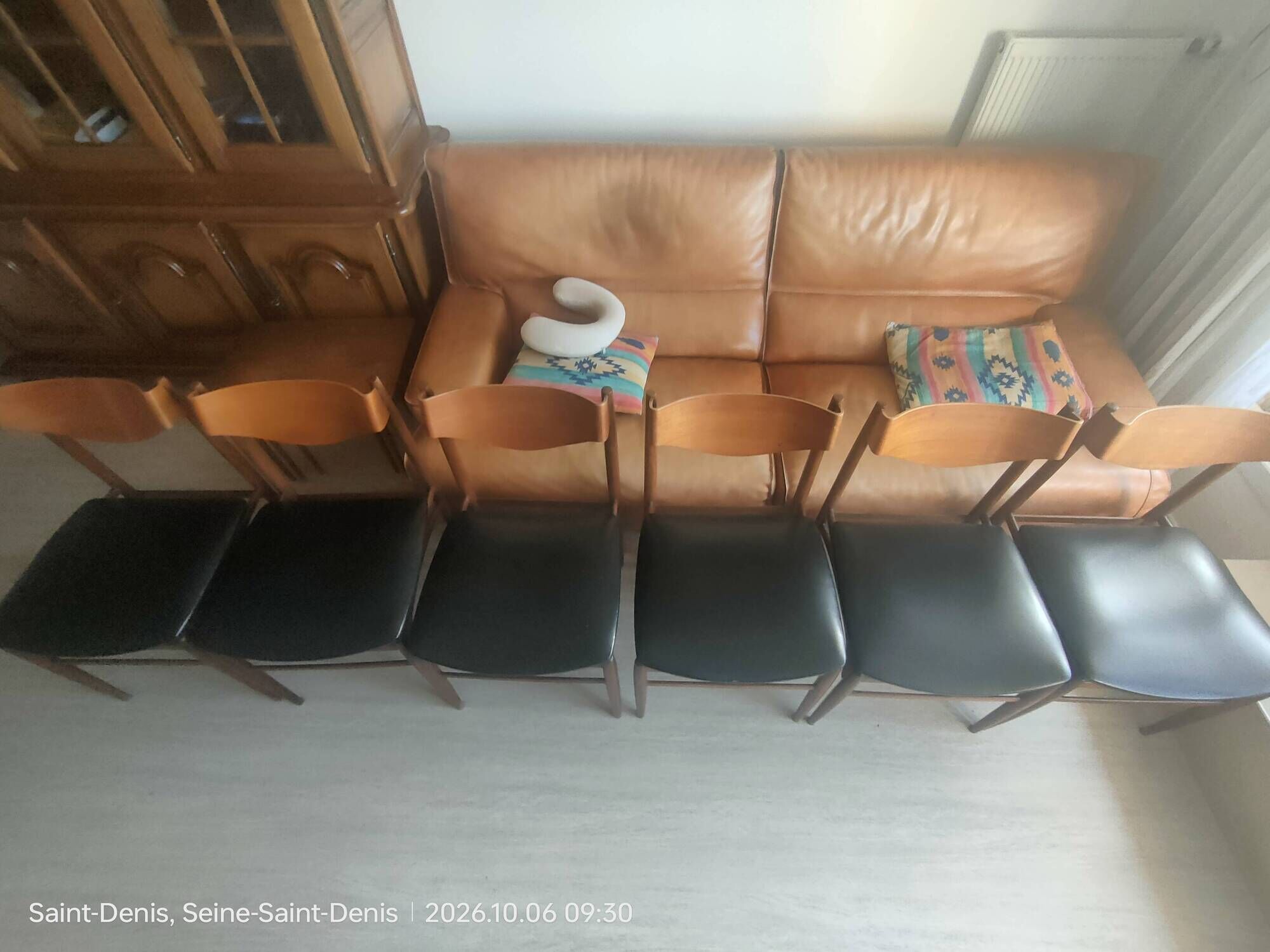 6 teak chairs, 1960s Scandinavian style, signed