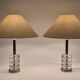 Paire de lampes de table scandinaves modernes avec verre Orrefors et laiton
