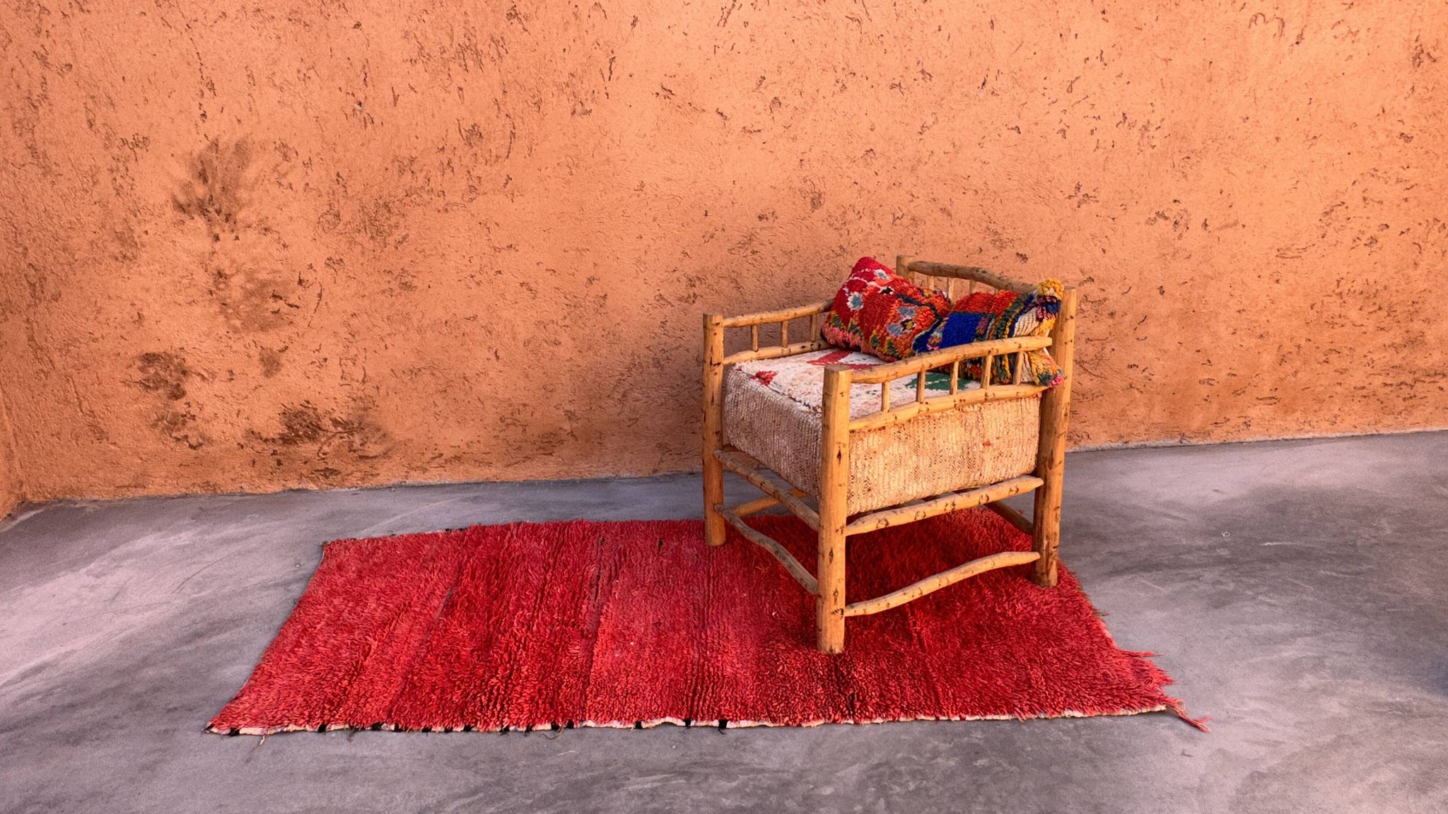 Tapis Marocain Beni M'Guild rouge - 213 x 103 cm