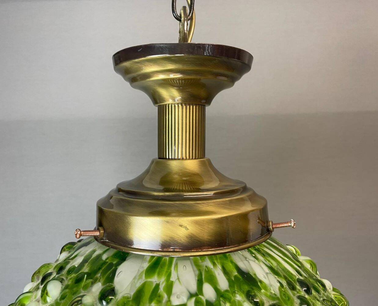 Giant green splatter bubble glass hanging lamp by Marinha Grande
