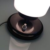 Tube bedside lamp with bi-material/vintage glass lampshade, 60/70s