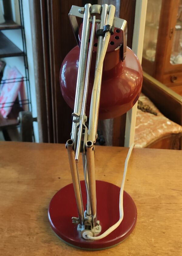 Lampe à poser articulée vintage métal rouge