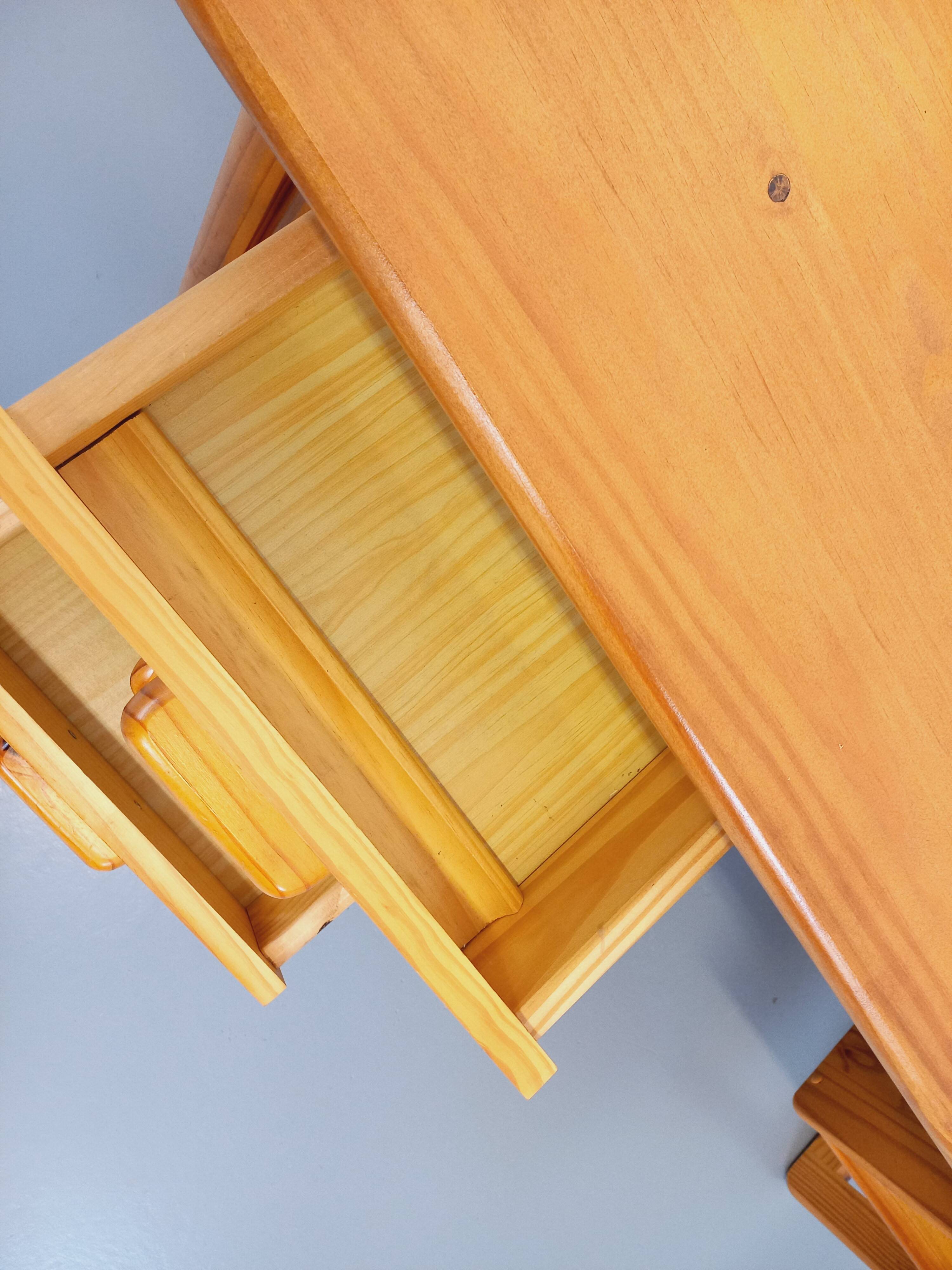 Vintage sled leg pine executive desk from the 60s-70s