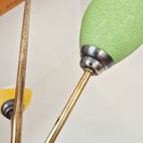 Pendant light, in brass and tricolor opaline glass