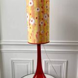 Large red Murano style Italian blown glass lamp and seventies lampshade from the 70s