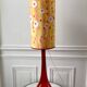 Large red Murano style Italian blown glass lamp and seventies lampshade from the 70s