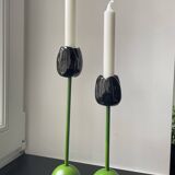 2 designer porcelain candlesticks "Tulip" - Taitu Milano - Rare vintage