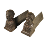 Old cast iron chenets