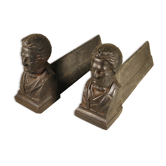 Old cast iron chenets