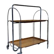 Chariot de service table d'appoint dinette space age brown design 60s 70s