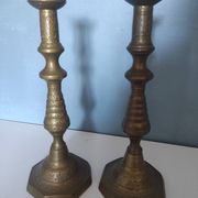 Pairs of Brass Candlesticks, made and cut by hand