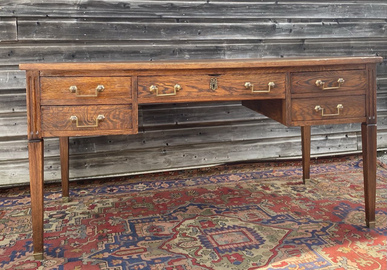 Flat desk double face in natural wood style  Louis XVI XIX eme century