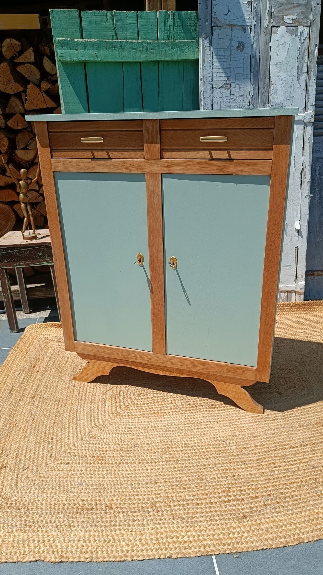 Revalued wood and green buffet