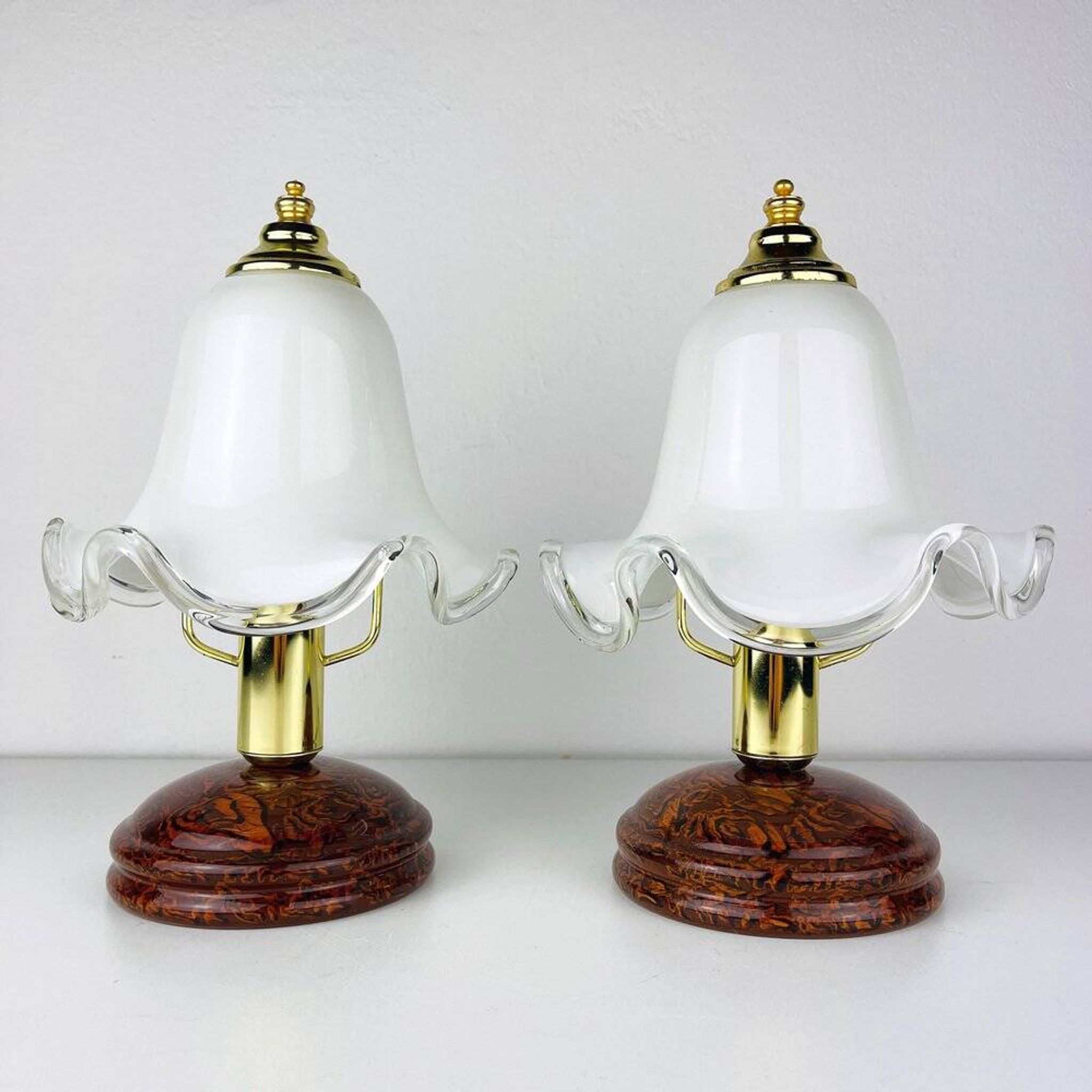 Vintage Italian table lamps in Murano glass, 1980s, set of 2.