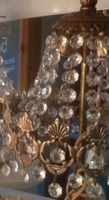 Set of 2 bronze and crystal lamps