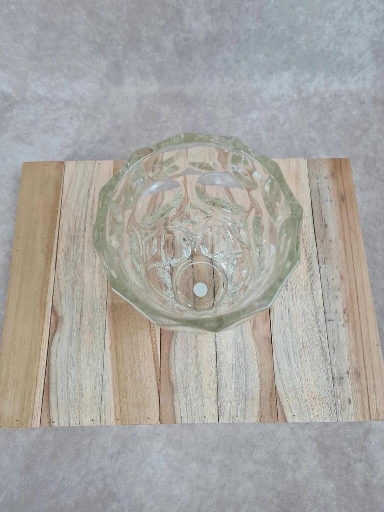 Thick vintage glass vase from the 70s – geometric design