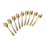 Service of 9 small golden spoons, vintage