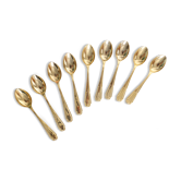Service of 9 small golden spoons, vintage