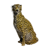 Ceramic terracota cheetah leopard statue, Italy 1970s ( pair possible )