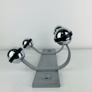 Wall-mounted coat rack, double chrome and grey metal hook, vintage