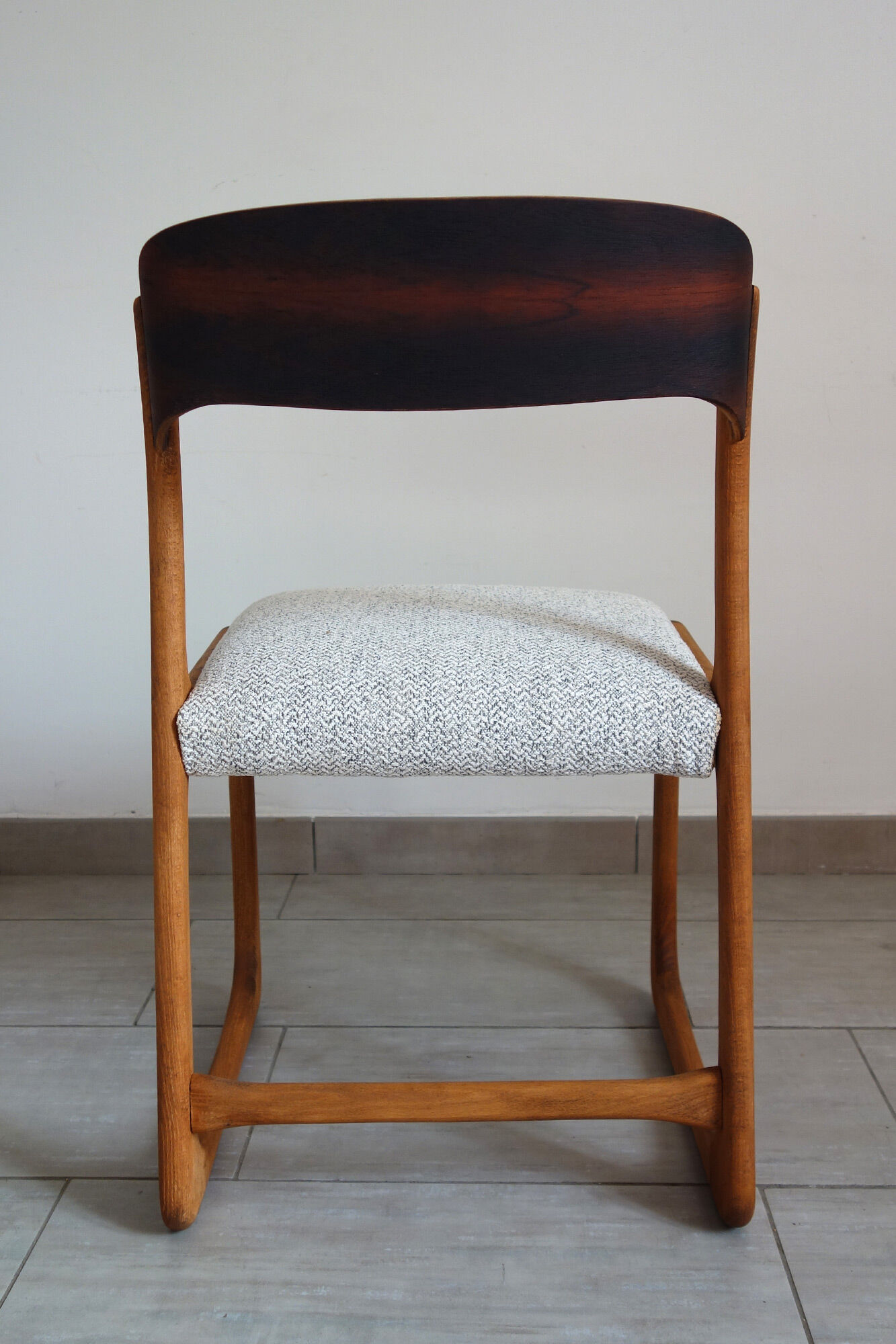 Baumann sleigh chair restored, France, 1960s