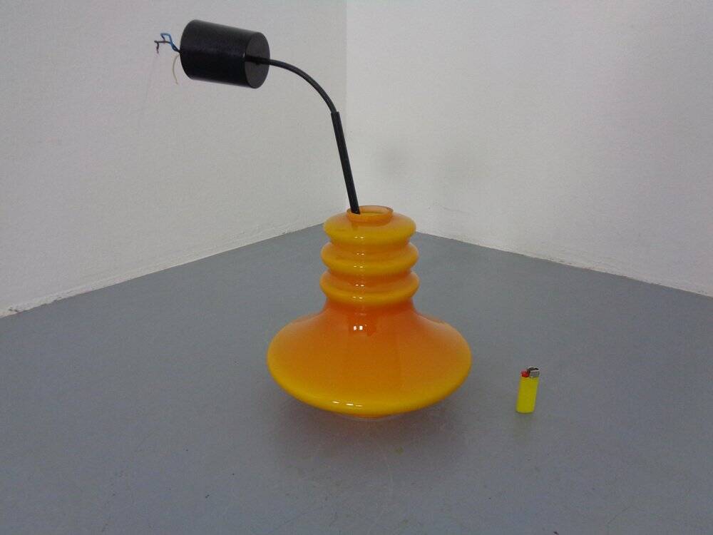 Orange glass ceiling light from Doria, Germany, 1960s.