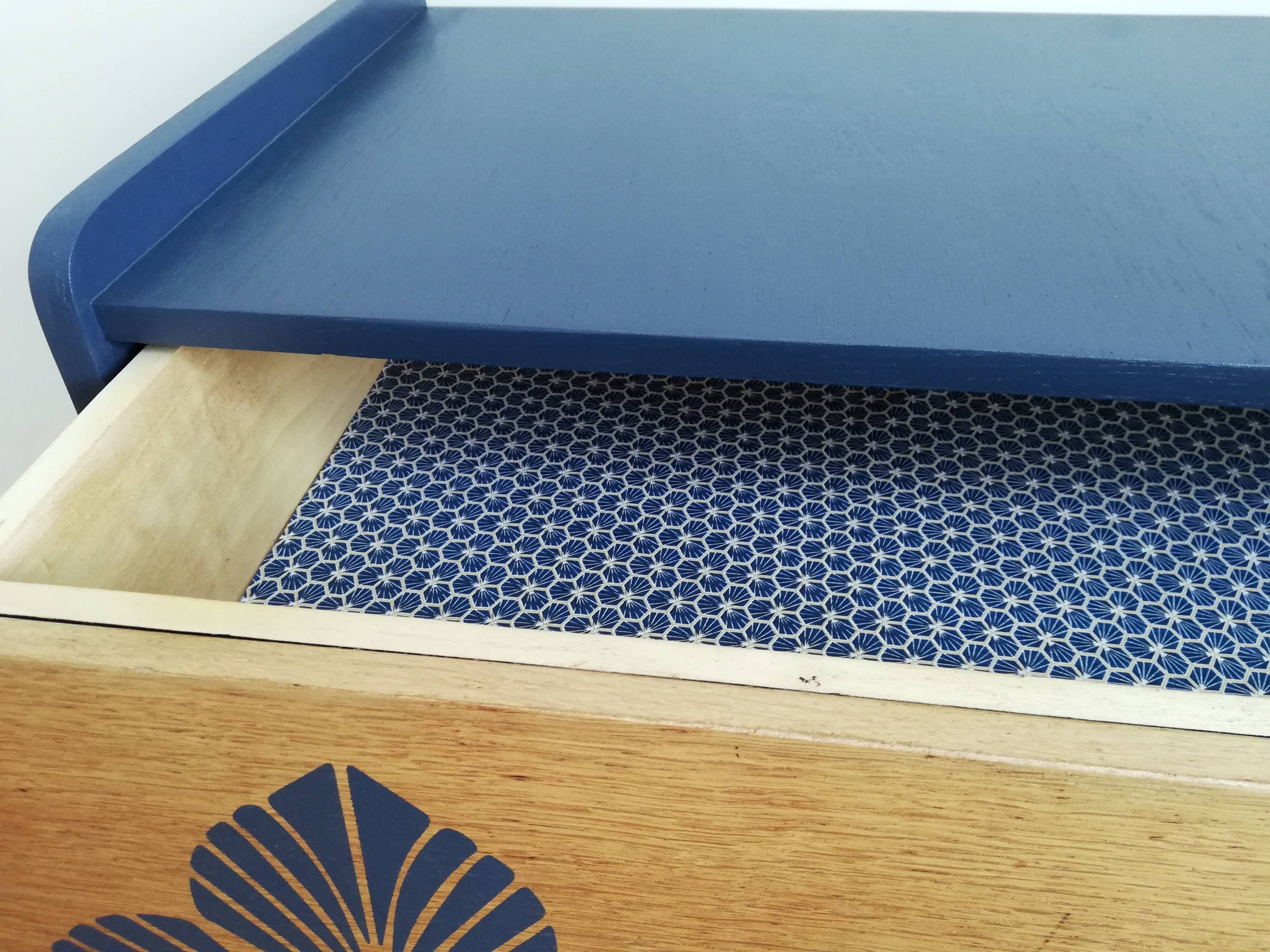 1960 Chest of drawers revisited in midnight blue