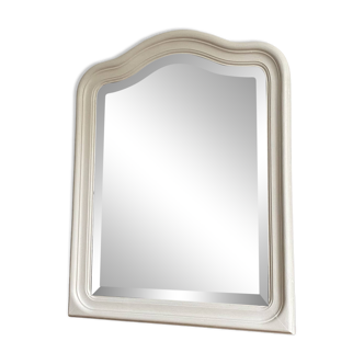 Miroir ancien à chapeau de gendarme blanc