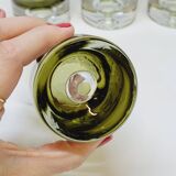 4 vintage whiskey glasses in smoked glass bubble design tapio wirkkala?