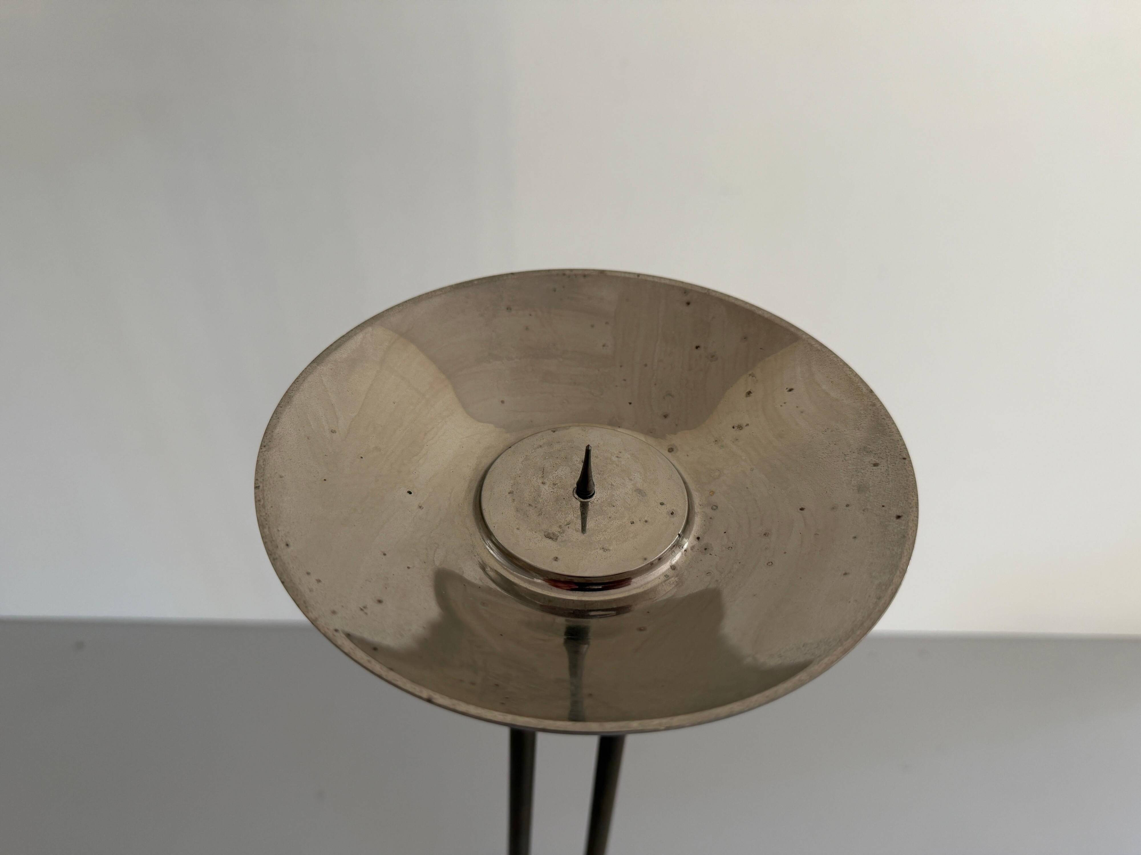 Pair of metal and brass candlesticks, 1960s, Germany