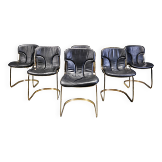 6 chaises en laiton Willy Rizzo pour Cidue, Italie années 1970