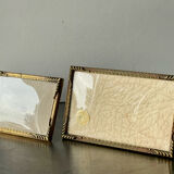 Pair of Art Deco Gold colored frames in different sizes Convex glasses