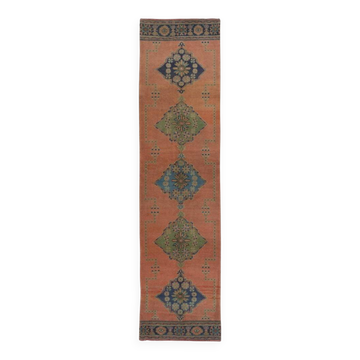 Vintage Runner Rug for Kitchen. Handmade Hallway Rug. Turkish Stair Rug