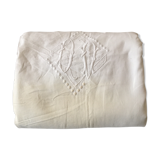 Drap ancien brodé Monogramme losange DV