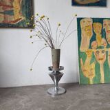 Brushed stainless steel console pedestal 1970