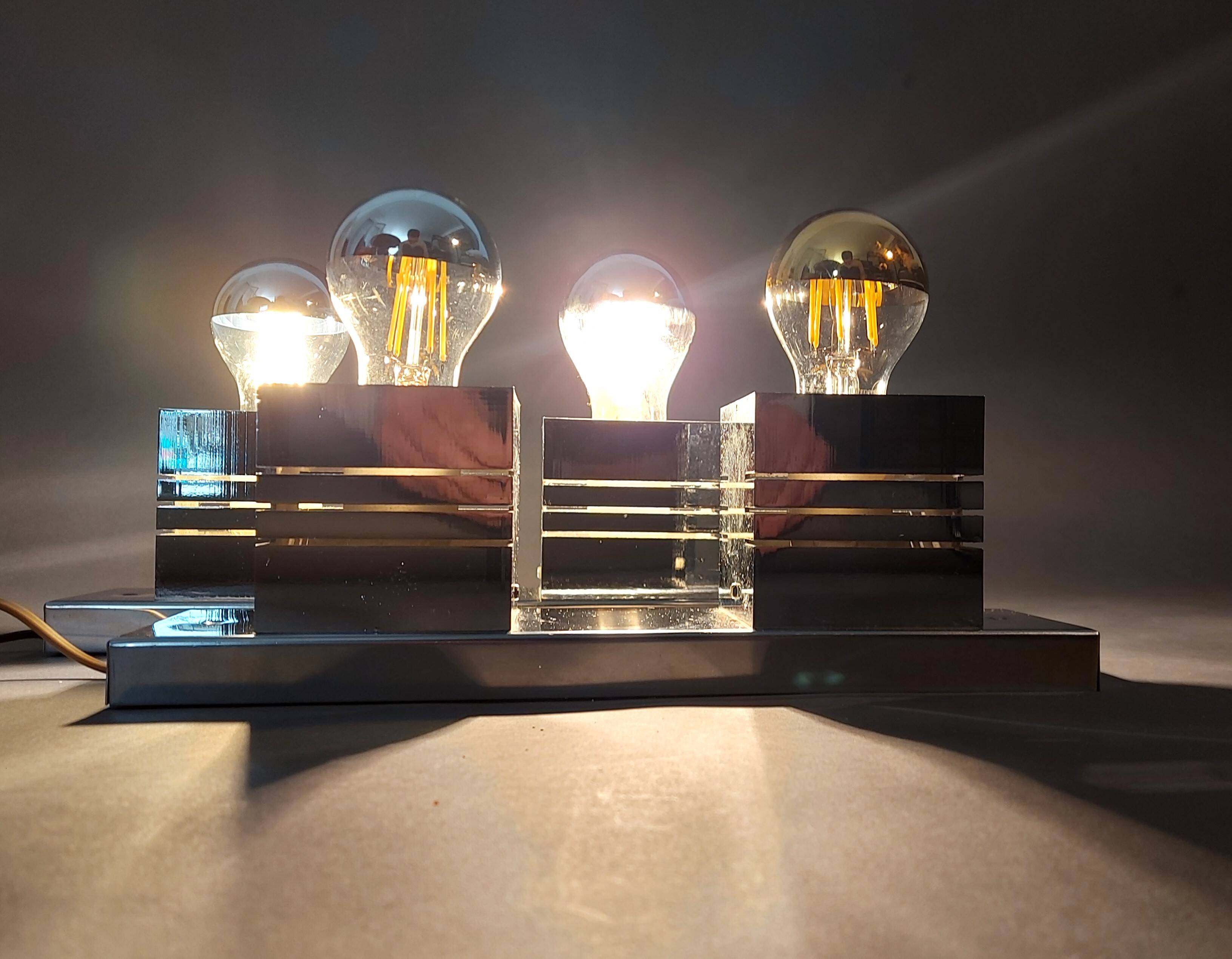 Pair of Spage Age 1970 chrome wall lights.