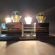 Pair of Spage Age 1970 chrome wall lights.